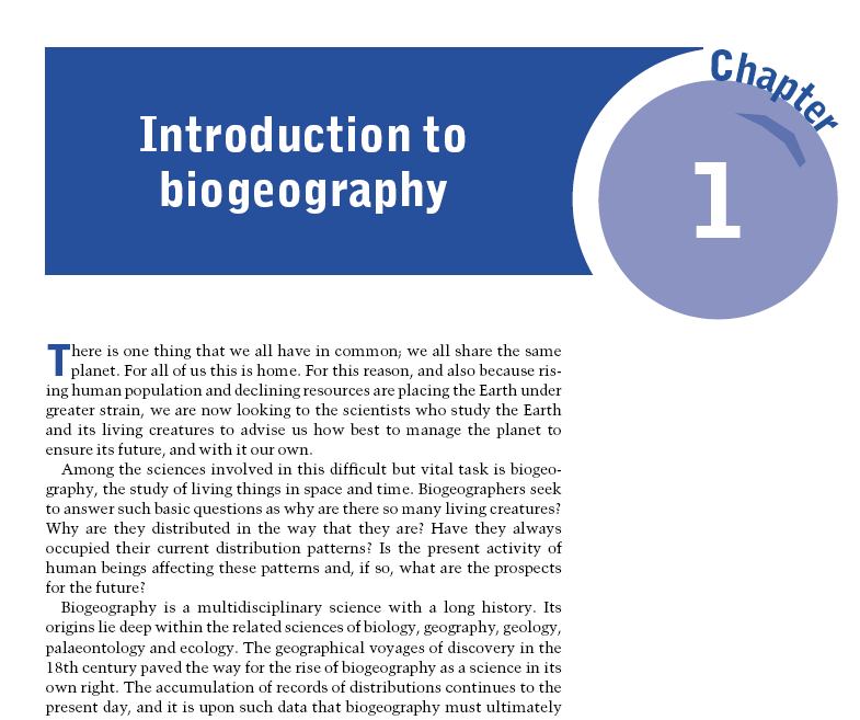 Introduction to Biogeography